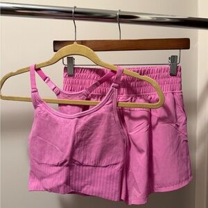 Pink Athletic Tank and Shorts Set